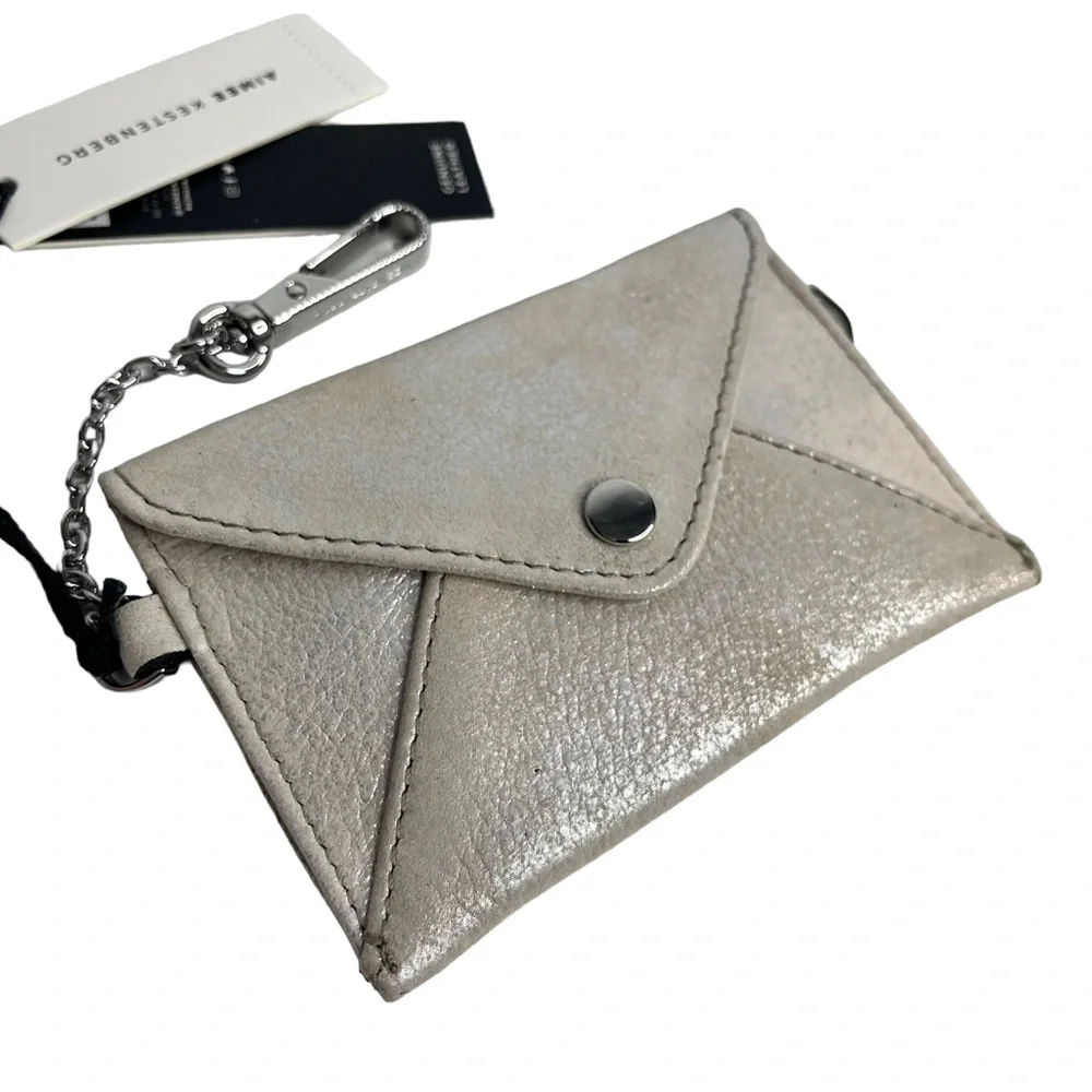 NWT Aimee Kestenberg Leather Stone Silver Ashley Pouch - Picture 2 of 10